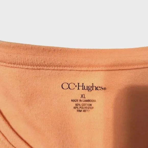 Women's CC Hughes Peach Top XL 44 Light Orange Long Sleeve - Picture 3 of 3